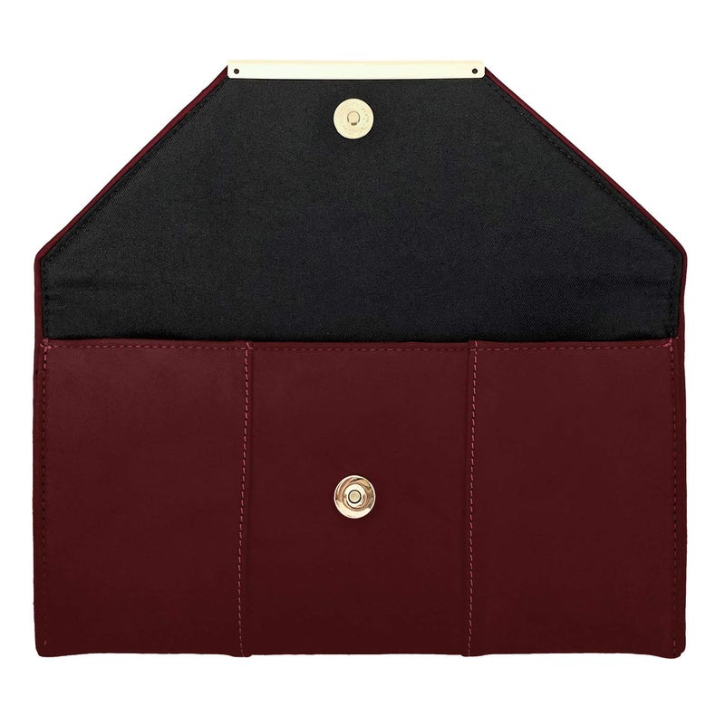 JNB Faux Microsuede Envelope Clutch, Burgundy Medium - Image 4